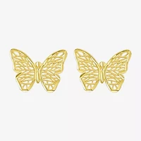 14K Gold 12mm Butterfly Stud Earrings