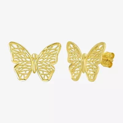 14K Gold 12mm Butterfly Stud Earrings