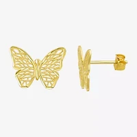 14K Gold 12mm Butterfly Stud Earrings