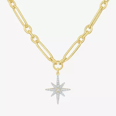 Diamond Addiction Northstar (G-H / Si2-I1) Womens 1/3 CT. T.W. Lab Grown White Diamond 14K Gold Over Silver Star 18 Inch Pendant Necklace