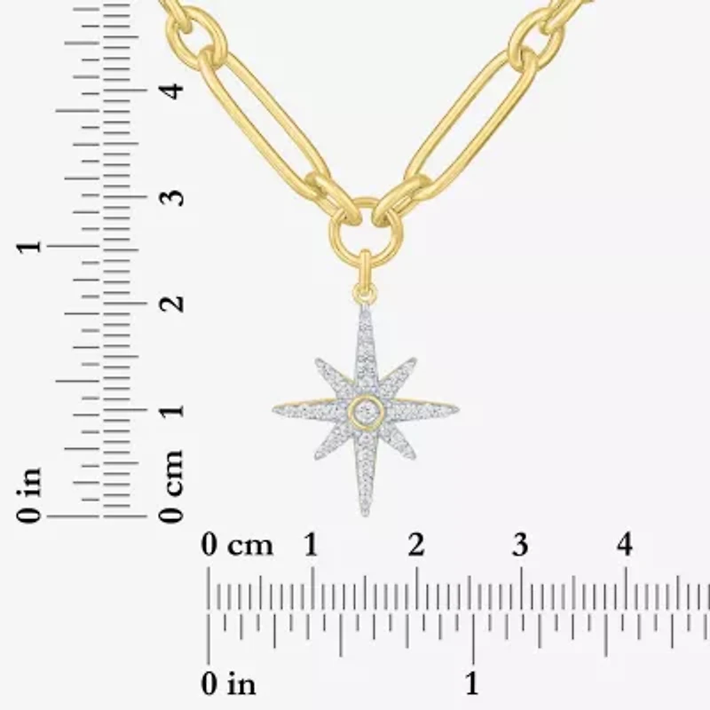 Diamond Addiction Northstar (G-H / Si2-I1) Womens 1/3 CT. T.W. Lab Grown White Diamond 14K Gold Over Silver Star 18 Inch Pendant Necklace