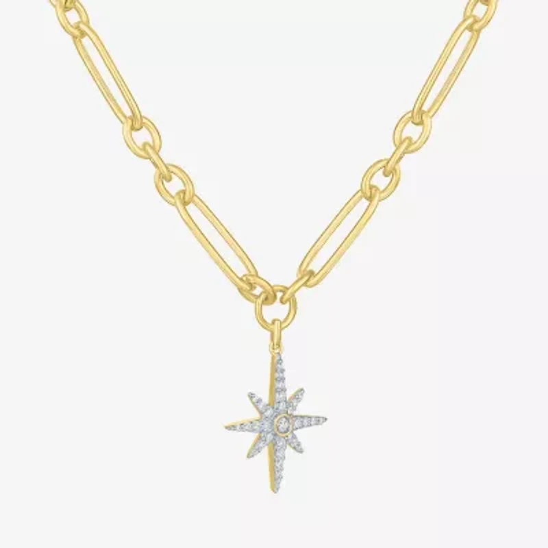 Diamond Addiction Northstar (G-H / Si2-I1) Womens 1/3 CT. T.W. Lab Grown White Diamond 14K Gold Over Silver Star 18 Inch Pendant Necklace