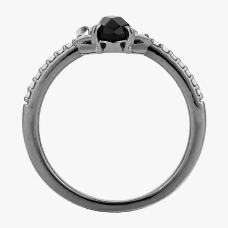 Harry Potter (F/Si2) Womens Lab Grown Diamond Accent Genuine Black Onyx Sterling Silver Cocktail Ring