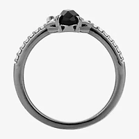 Harry Potter (F/Si2) Womens Lab Grown Diamond Accent Genuine Black Onyx Sterling Silver Cocktail Ring