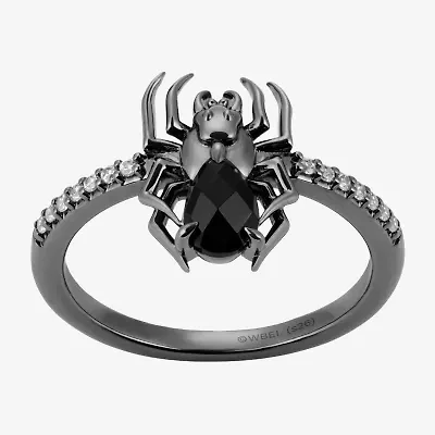 Harry Potter (F/Si2) Womens Lab Grown Diamond Accent Genuine Black Onyx Sterling Silver Cocktail Ring