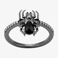 Harry Potter (F/Si2) Womens Lab Grown Diamond Accent Genuine Black Onyx Sterling Silver Cocktail Ring