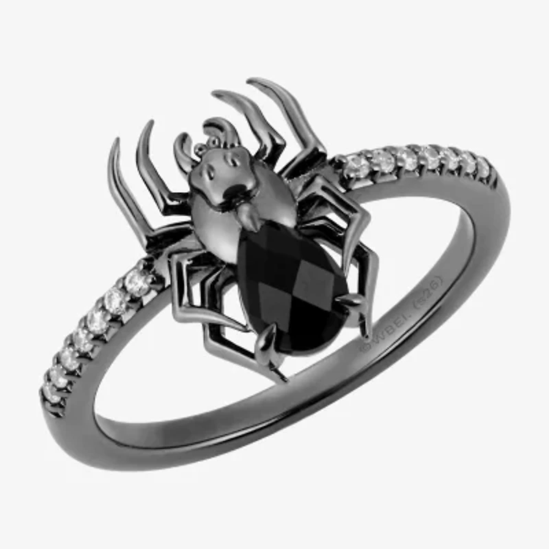 Harry Potter (F/Si2) Womens Lab Grown Diamond Accent Genuine Black Onyx Sterling Silver Cocktail Ring