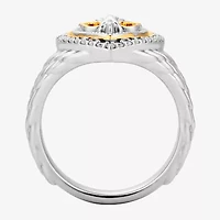 Harry Potter (F/Si2) Womens 1/10 CT. T.W. Lab Grown Diamond Genuine Yellow Citrine 14K Gold Over Silver Cocktail Ring