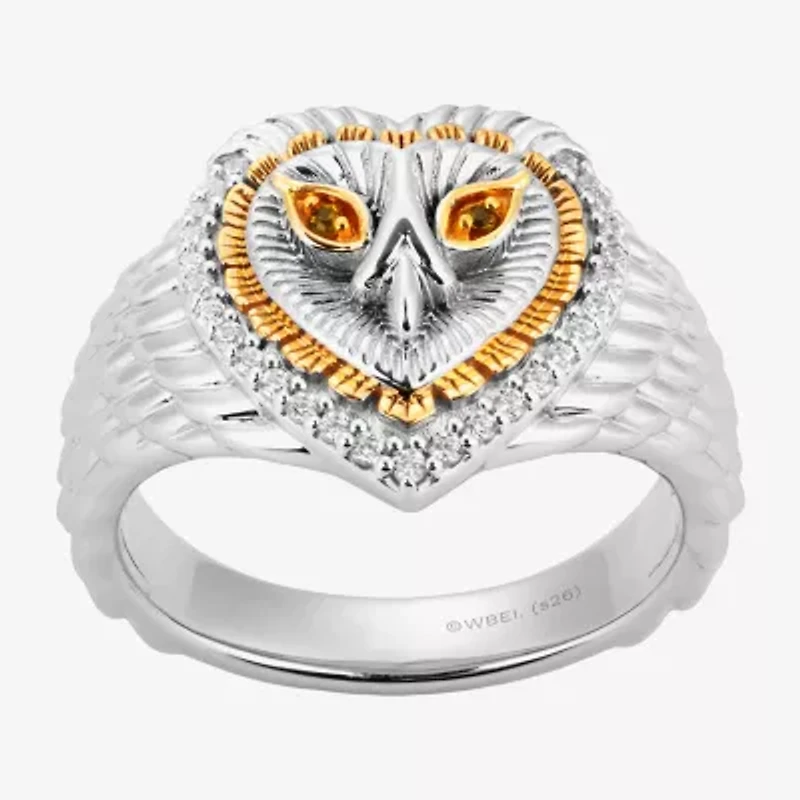 Harry Potter (F/Si2) Womens 1/10 CT. T.W. Lab Grown Diamond Genuine Yellow Citrine 14K Gold Over Silver Cocktail Ring
