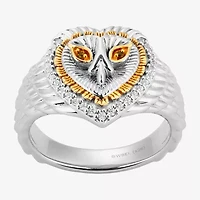 Harry Potter (F/Si2) Womens 1/10 CT. T.W. Lab Grown Diamond Genuine Yellow Citrine 14K Gold Over Silver Cocktail Ring