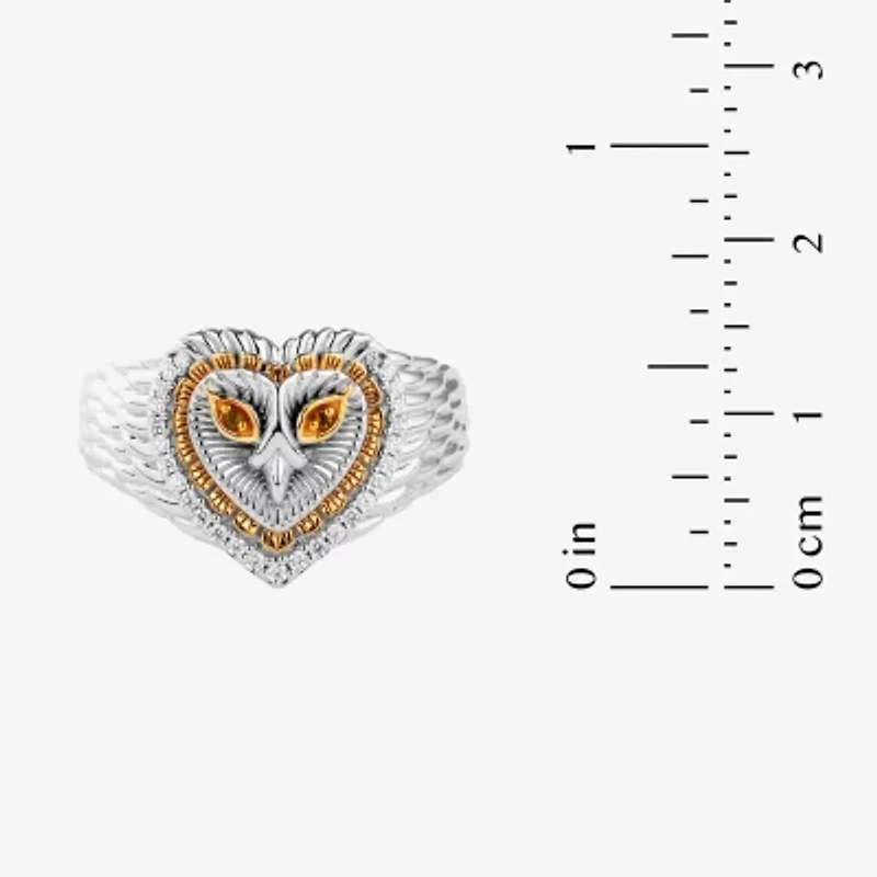 Harry Potter (F/Si2) Womens 1/10 CT. T.W. Lab Grown Diamond Genuine Yellow Citrine 14K Gold Over Silver Cocktail Ring