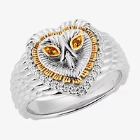 Harry Potter (F/Si2) Womens 1/10 CT. T.W. Lab Grown Diamond Genuine Yellow Citrine 14K Gold Over Silver Cocktail Ring