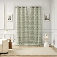 Sun Zero Vernon Monochrome Brushstrokes Magnetic Closure Grommet Top 100% Blackout Set of 2 Curtain Panel