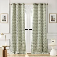 Sun Zero Vernon Monochrome Brushstrokes Magnetic Closure Grommet Top 100% Blackout Set of 2 Curtain Panel