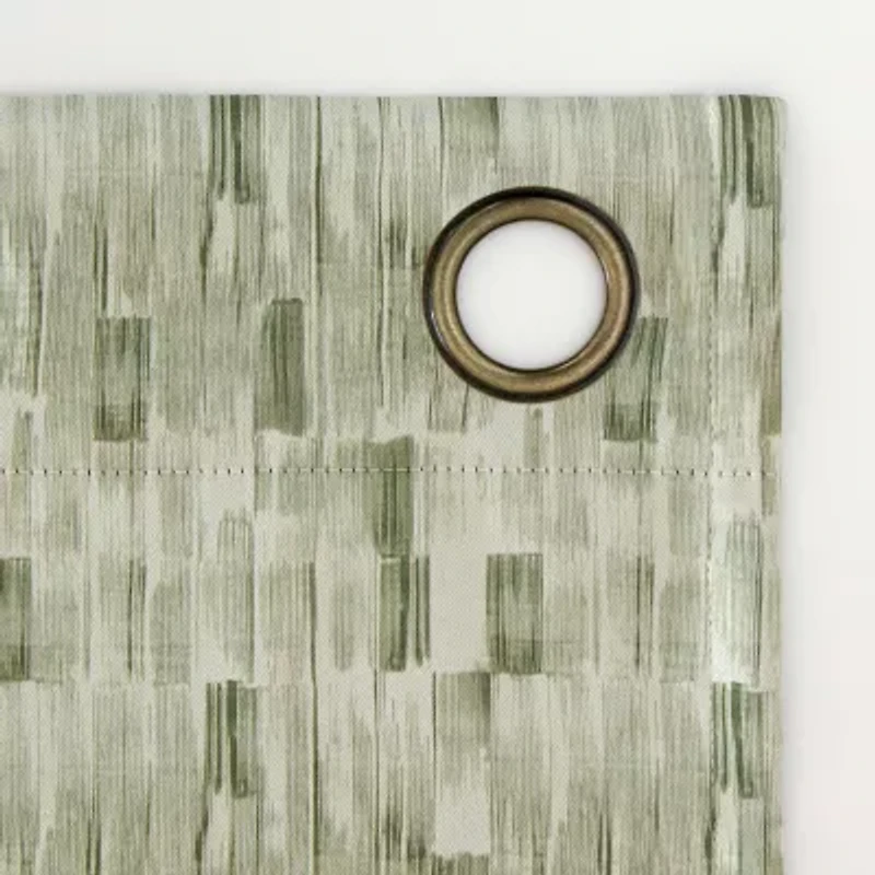 Sun Zero Vernon Monochrome Brushstrokes Magnetic Closure Grommet Top 100% Blackout Set of 2 Curtain Panel