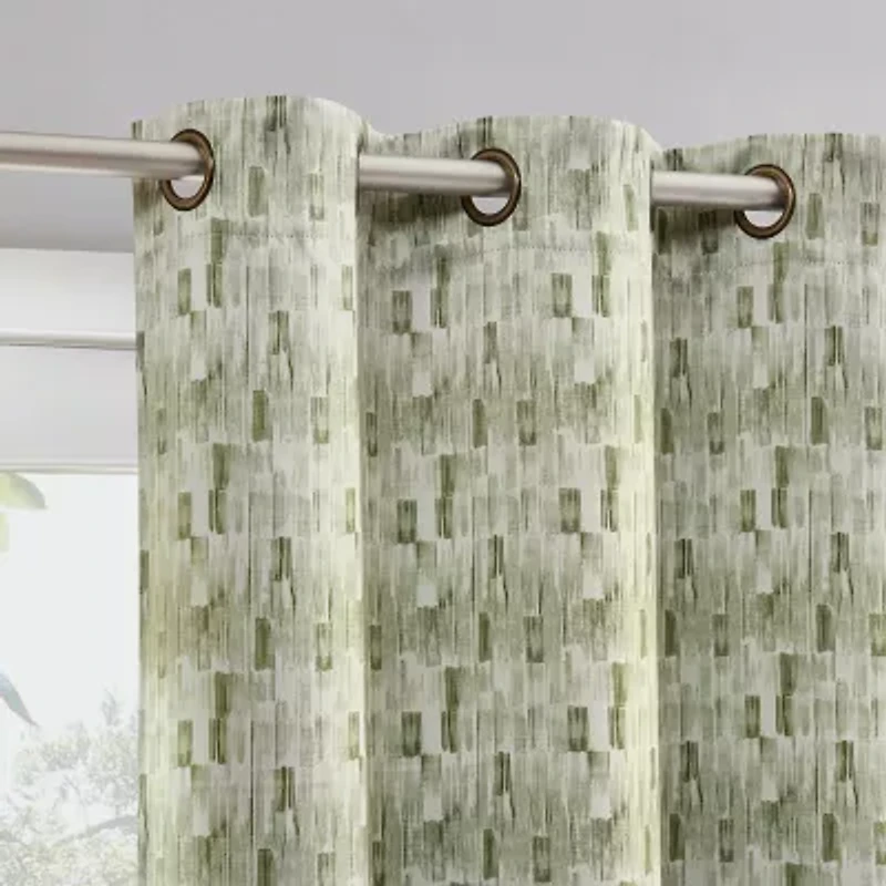 Sun Zero Vernon Monochrome Brushstrokes Magnetic Closure Grommet Top 100% Blackout Set of 2 Curtain Panel