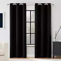 Sun Zero Sheridan Magnetic Closure Grommet Top 100% Blackout Set of 2 Curtain Panel