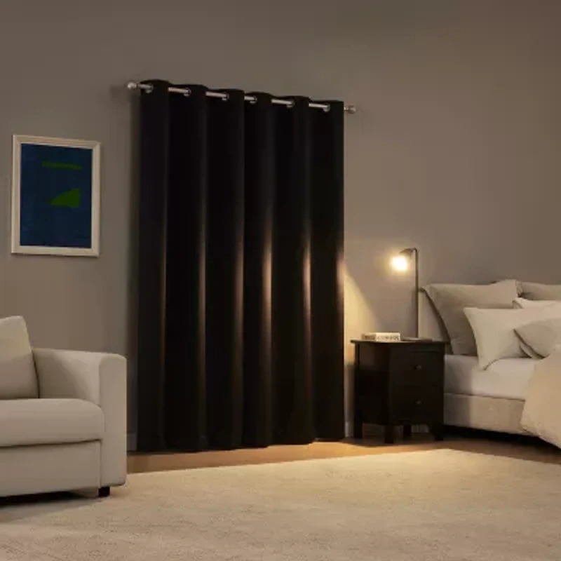 Sun Zero Sheridan Magnetic Closure Grommet Top 100% Blackout Set of 2 Curtain Panel