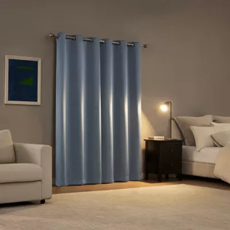 Sun Zero Sheridan Magnetic Closure Grommet Top 100% Blackout Set of 2 Curtain Panel