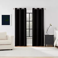 Sun Zero Sheridan Magnetic Closure Grommet Top 100% Blackout Set of 2 Curtain Panel