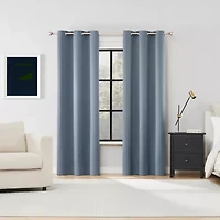 Sun Zero Sheridan Magnetic Closure Grommet Top 100% Blackout Set of 2 Curtain Panel