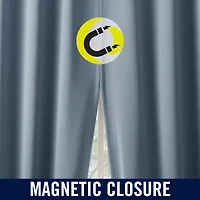 Sun Zero Sheridan Magnetic Closure Grommet Top 100% Blackout Set of 2 Curtain Panel