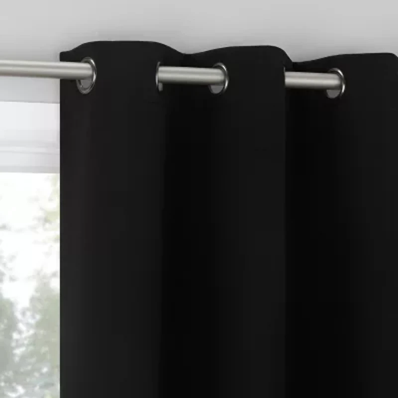 Sun Zero Sheridan Magnetic Closure Grommet Top 100% Blackout Set of 2 Curtain Panel