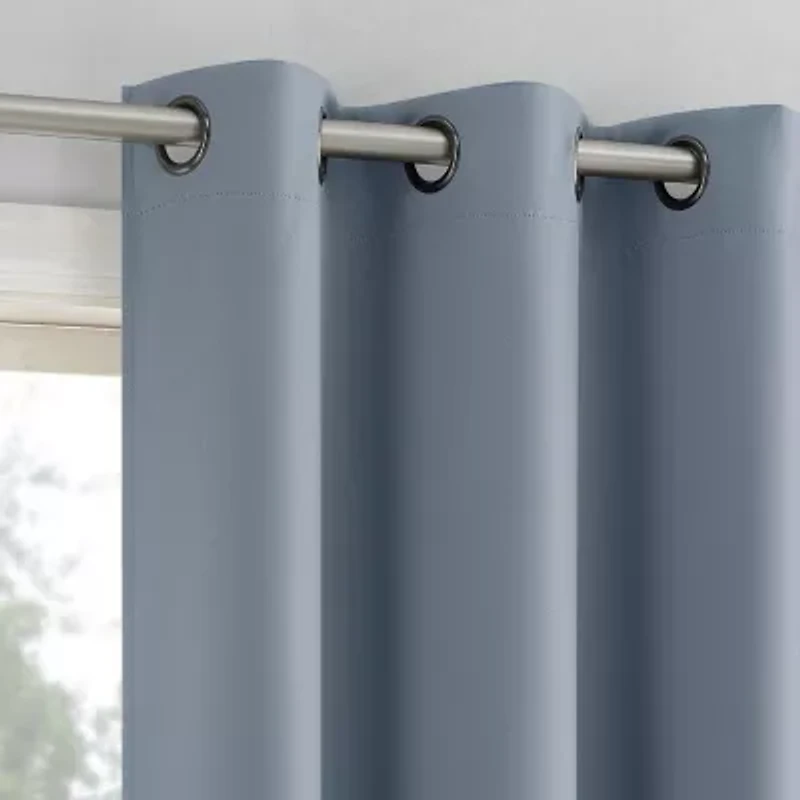 Sun Zero Sheridan Magnetic Closure Grommet Top 100% Blackout Set of 2 Curtain Panel