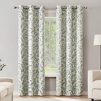 Sun Zero Maureen Painted Foliage Magnetic Closure Grommet Top 100% Blackout Set of 2 Curtain Panel