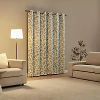 Sun Zero Maureen Painted Foliage Magnetic Closure Grommet Top 100% Blackout Set of 2 Curtain Panel
