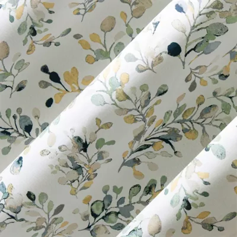 Sun Zero Maureen Painted Foliage Magnetic Closure Grommet Top 100% Blackout Set of 2 Curtain Panel