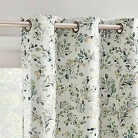 Sun Zero Maureen Painted Foliage Magnetic Closure Grommet Top 100% Blackout Set of 2 Curtain Panel
