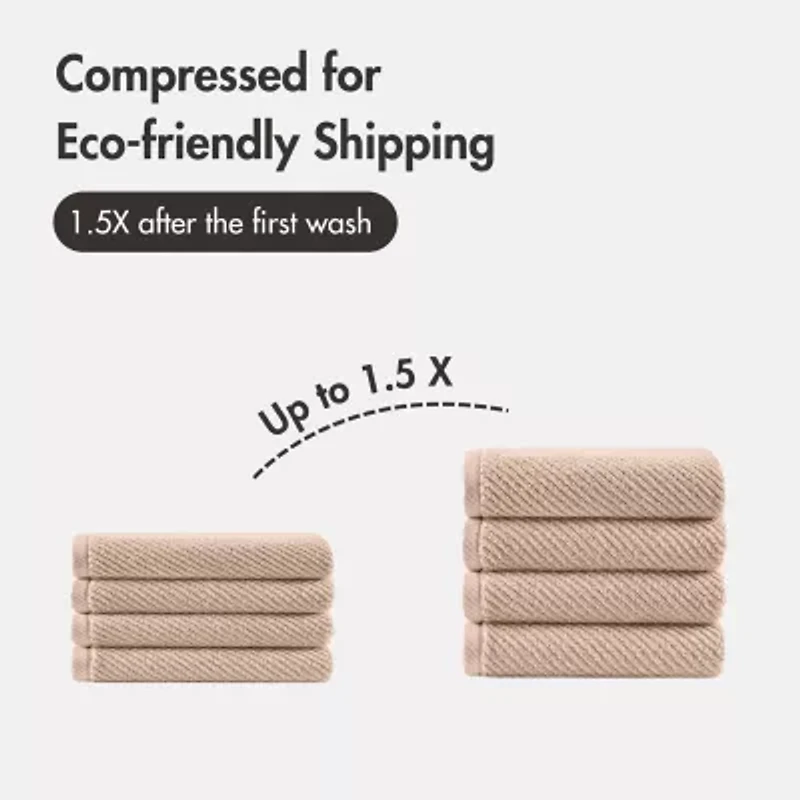 Madison Park Diagonal Ribbed 500gsm Cotton Zero Twist 4-pc. Quick Dry Hand Towel Set