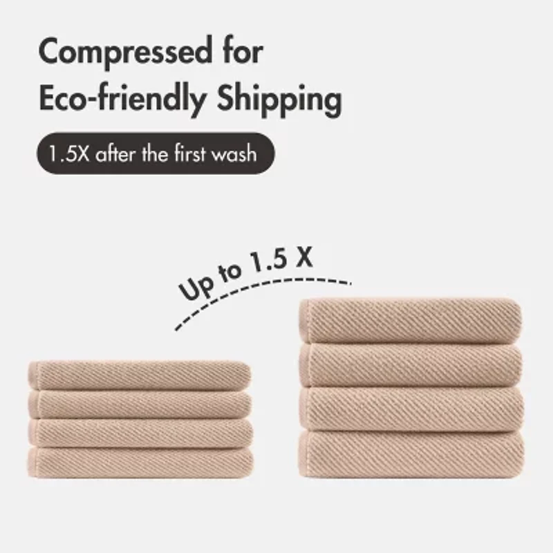 Madison Park Diagonal Ribbed 500gsm Cotton Zero Twist 4-pc. Bath Towel Set