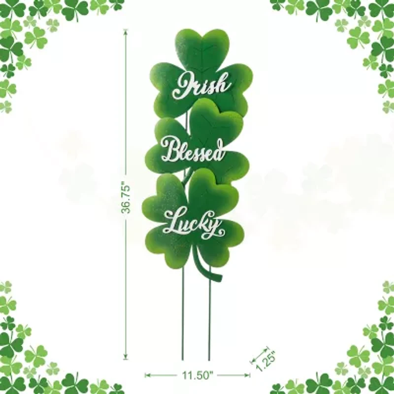 Glitzhome 37" Metal Shamrock St. Patricks Day Yard Art