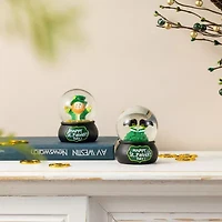 Glitzhome 4 Resin Leprechaun Waterglobs St. Patricks Day Tabletop Decor