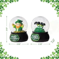 Glitzhome 4 Resin Leprechaun Waterglobs St. Patricks Day Tabletop Decor