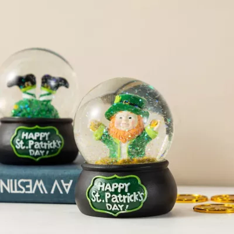 Glitzhome 4 Resin Leprechaun Waterglobs St. Patricks Day Tabletop Decor