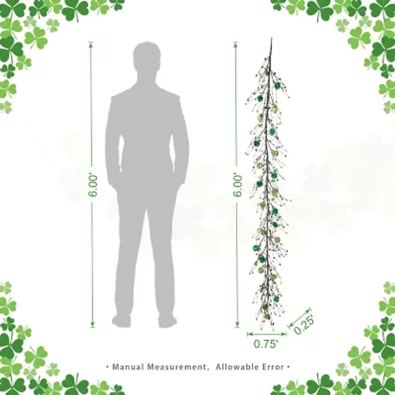 Glitzhome 72" Shamrock St. Patricks Day Garland