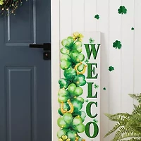 Glitzhome 42" Lighted Wood Stacked Shamrock St. Patricks Day Porch Sign