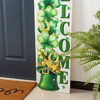 Glitzhome 42" Lighted Wood Stacked Shamrock St. Patricks Day Porch Sign