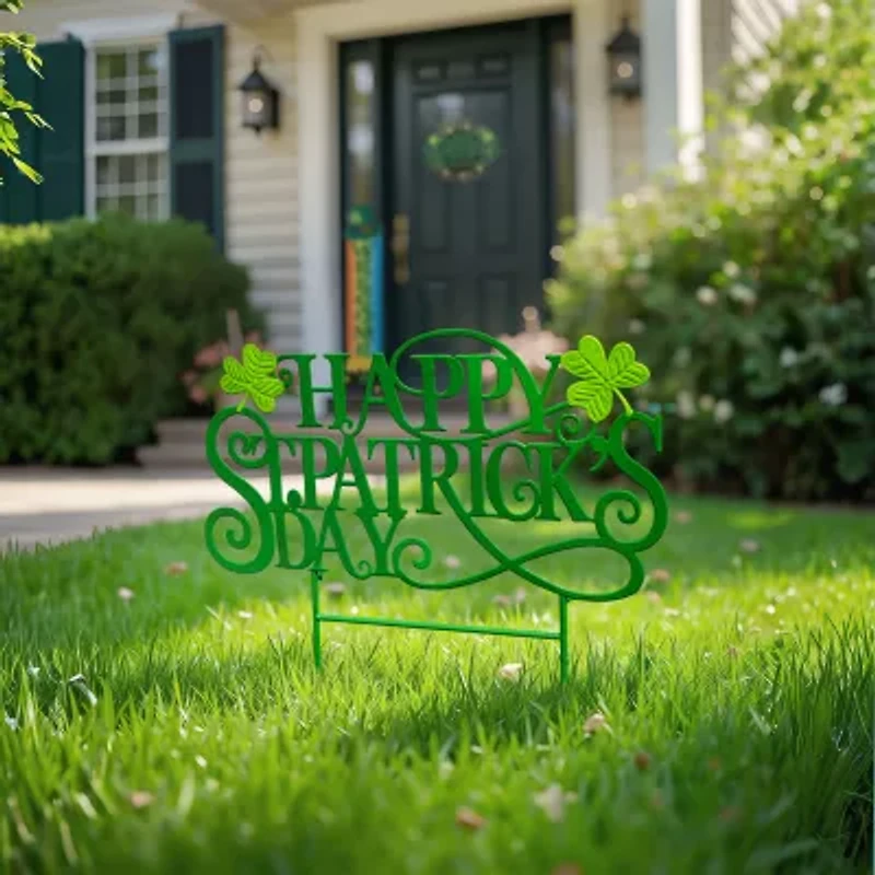 Glitzhome 24" Metal Happy St. Patricks Day Yard Art