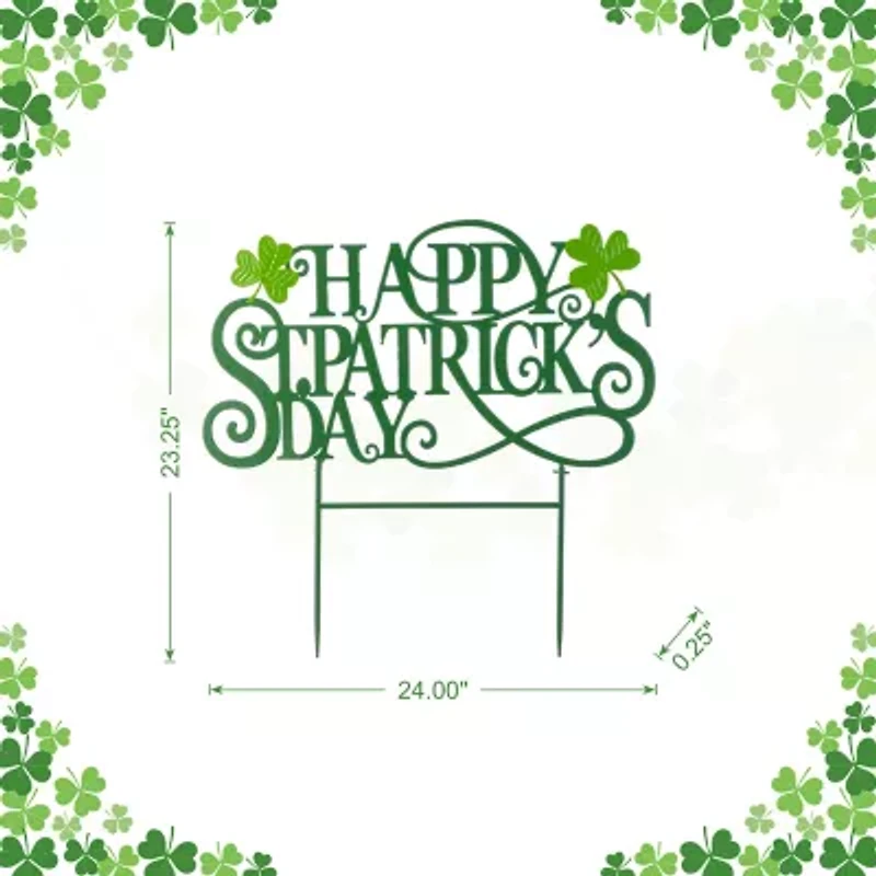 Glitzhome 24" Metal Happy St. Patricks Day Yard Art