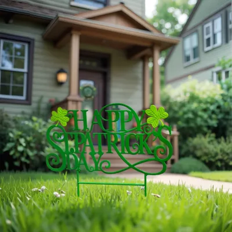 Glitzhome 24" Metal Happy St. Patricks Day Yard Art