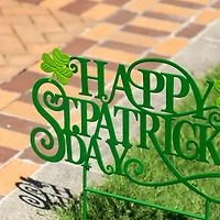 Glitzhome 24" Metal Happy St. Patricks Day Yard Art