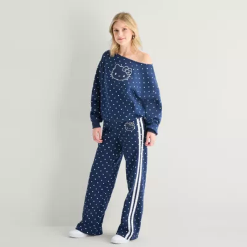 Fleece Wide Leg Bottom Womens Juniors Hello Kitty Sweatpant