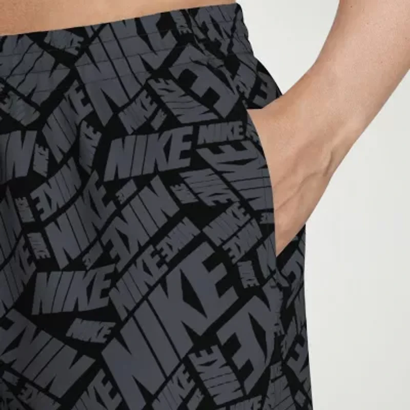 Nike Mens Drawstring Waist Logo Swim Trunks