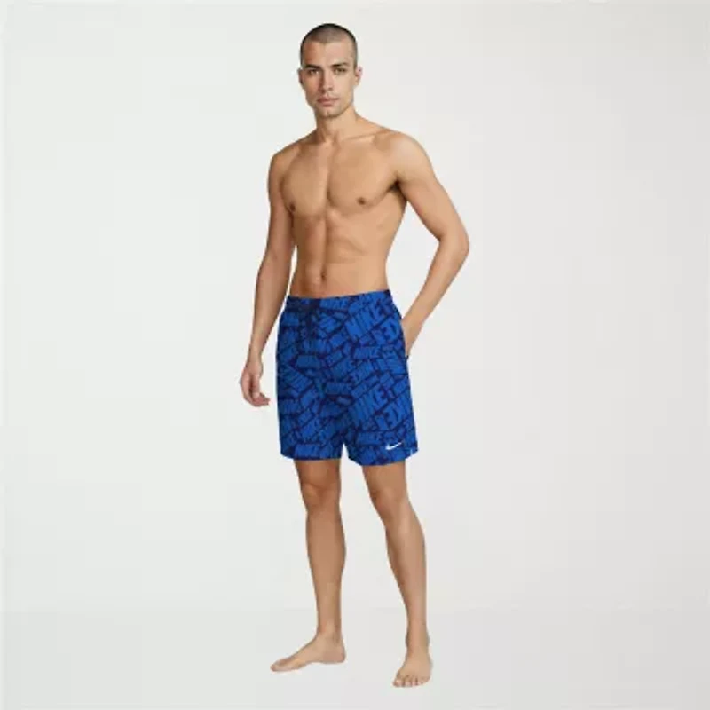 Nike Mens Drawstring Waist Logo Swim Trunks