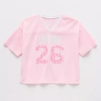 Thereabouts Little & Big Kid Girls V Neck Short Sleeve Oversized Graphic T-Shirt