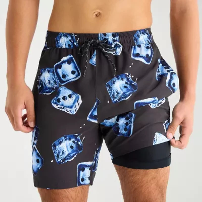 Arizona Mens 6 1/2" Patchwork Swim Shorts